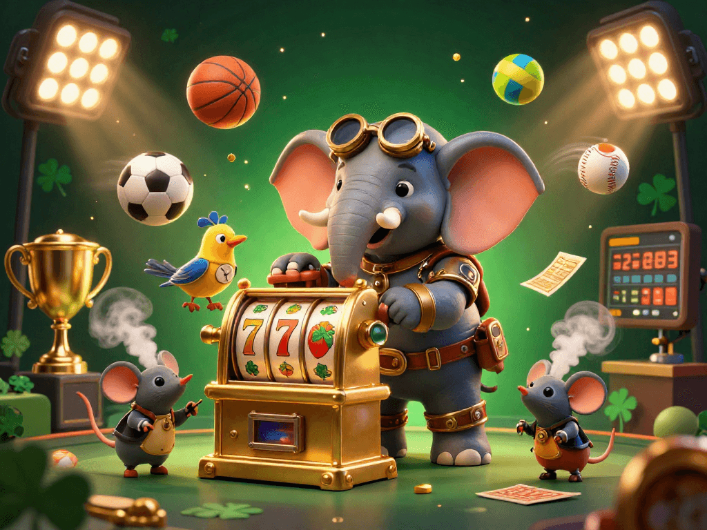 Engage in exciting gameplay at situs thailand, featuring vibrant 3D steampunk characters and casino elements.