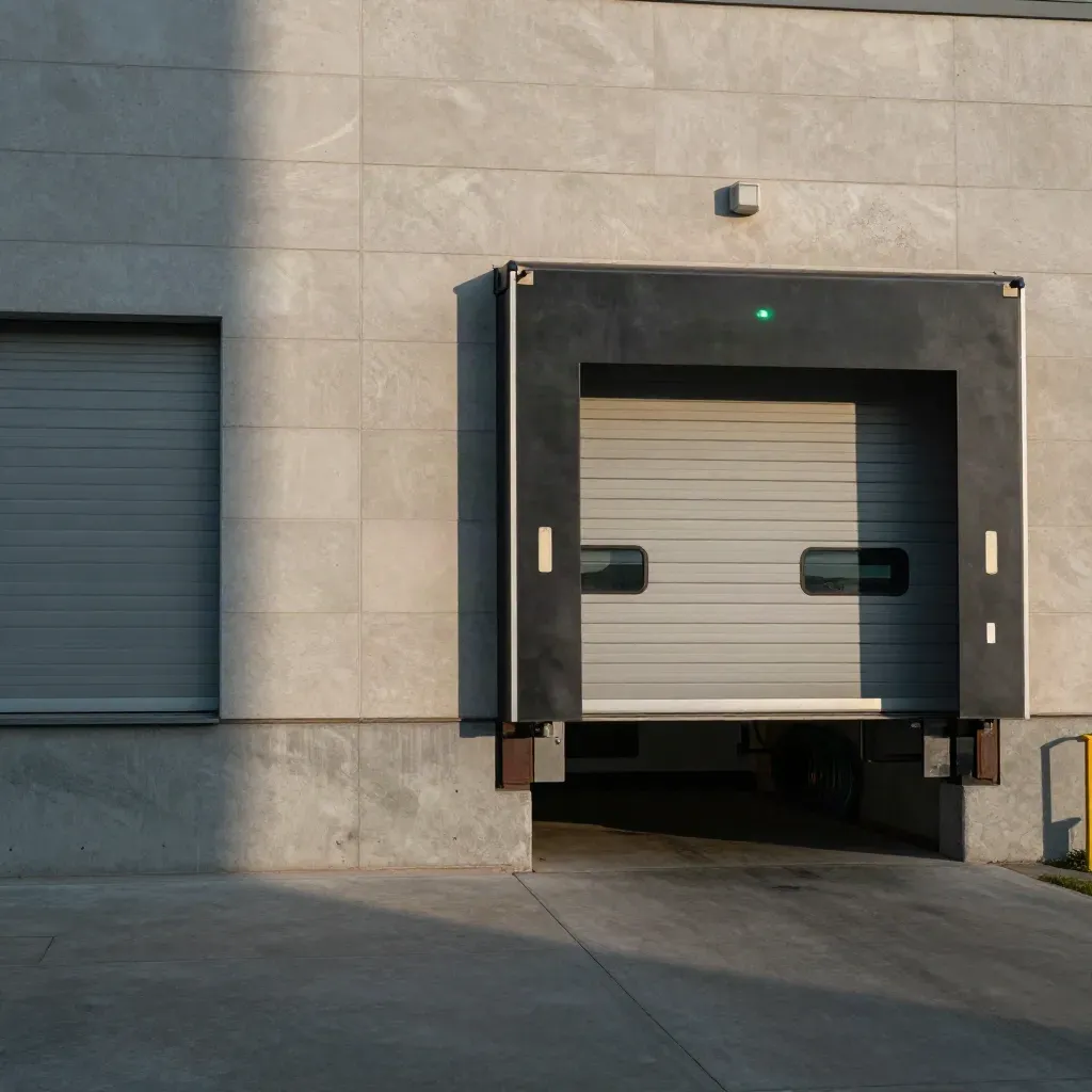 Freshly acquired industrial unit with roller shutters, loading bay concrete and new equipment inside.