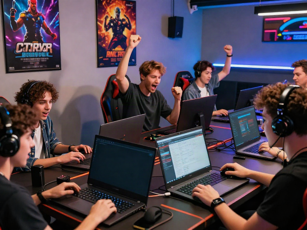 Excited players enjoying their experience at nhà cái debet online gaming platform with digital devices.