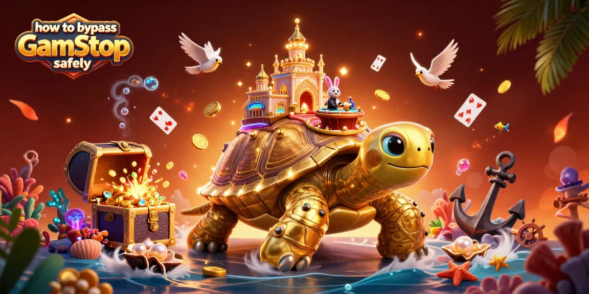 Learn how to bypass GamStop safely with our engaging casino illustration featuring wildlife and vibrant elements.